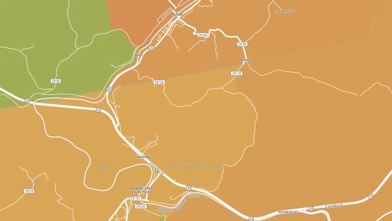 Weaver, WV Map of Vandalism Rates
