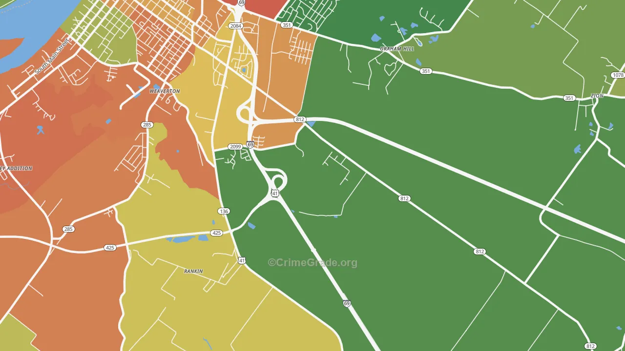 Weaverton, KY Map of Vandalism Rates