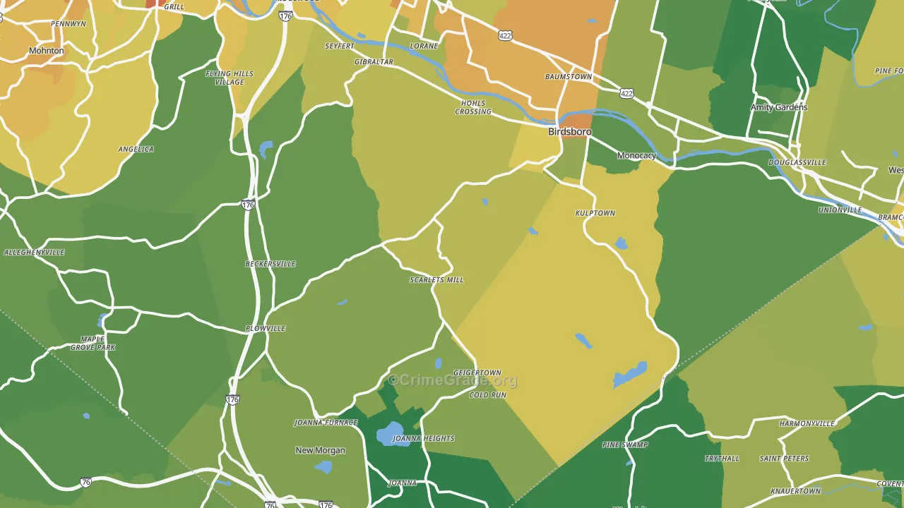 Weavertown, PA Map of Vandalism Rates