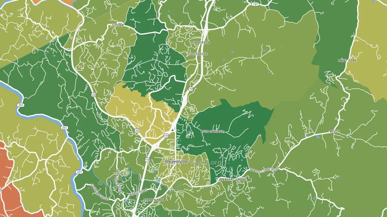 Weaverville, NC Map of Vandalism Rates