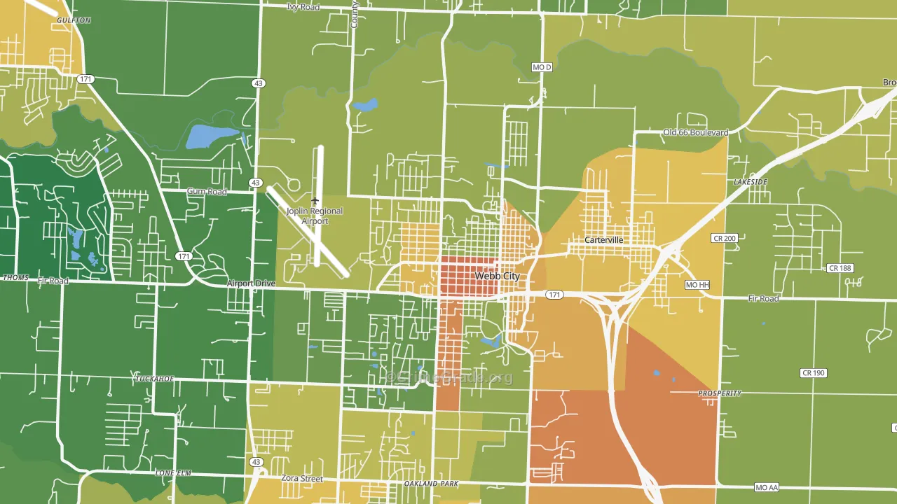 Webb City, MO Map of Vandalism Rates