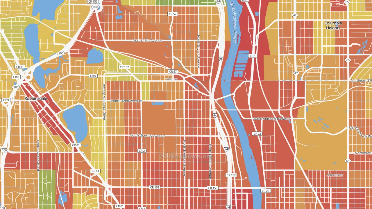 Webber-Camden, Minneapolis, MN Map of Vandalism Rates