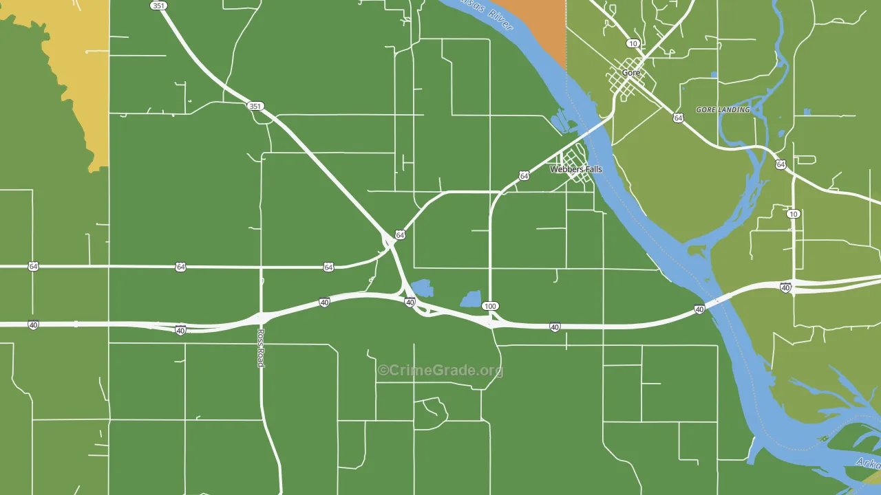 Webbers Falls, OK Map of Vandalism Rates