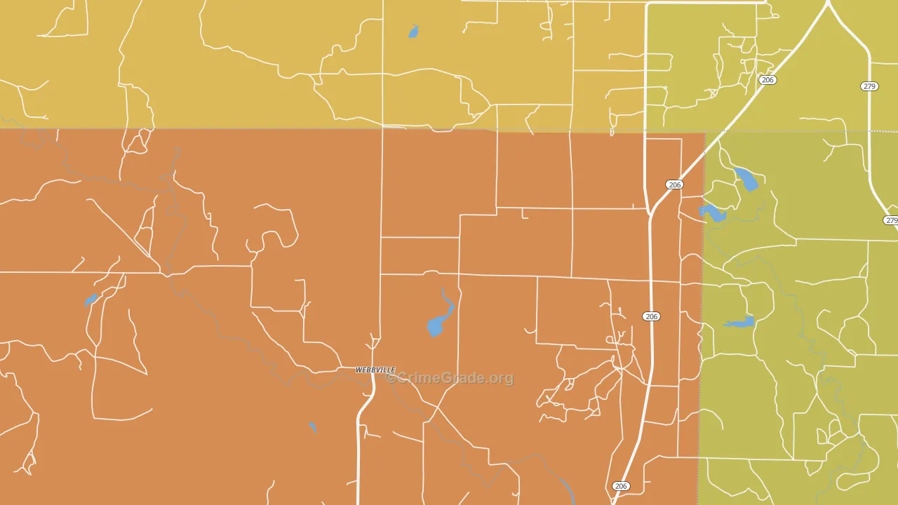 Webbville, TX Map of Vandalism Rates