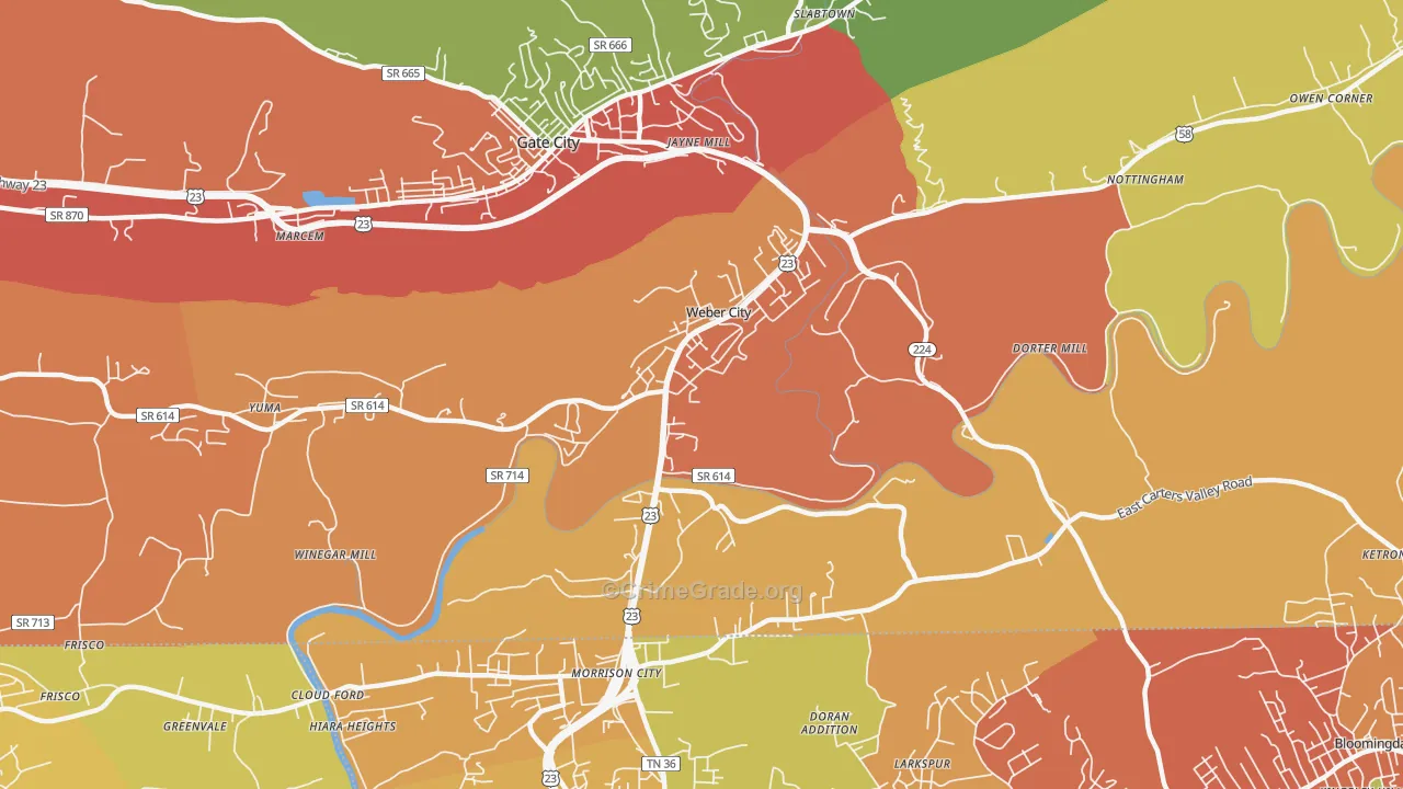 Weber City, VA Map of Vandalism Rates