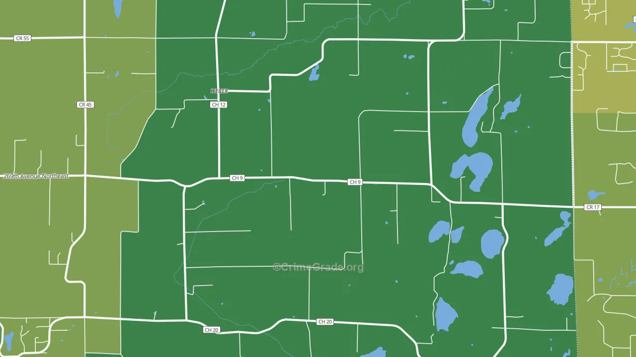 Weber, MN Map of Vandalism Rates