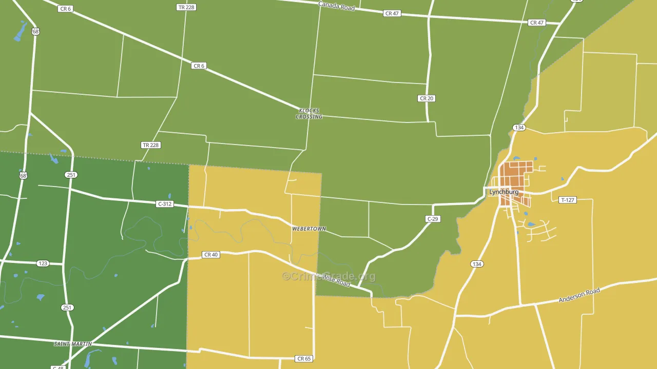 Webertown, OH Map of Vandalism Rates