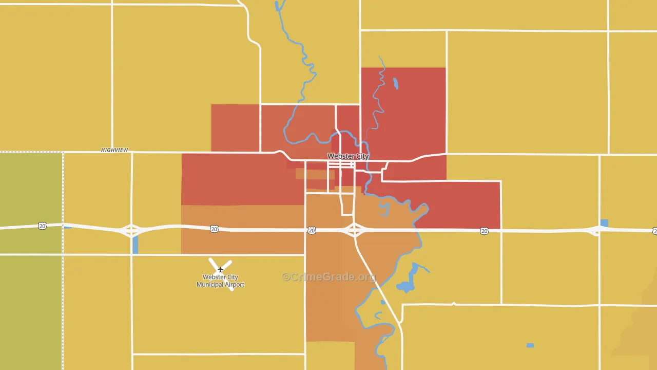 Webster City, IA Map of Vandalism Rates