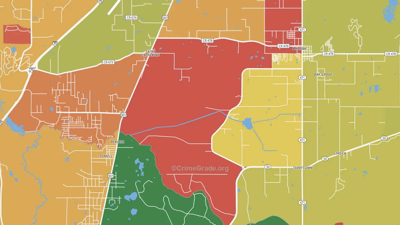 Webster, FL Map of Vandalism Rates