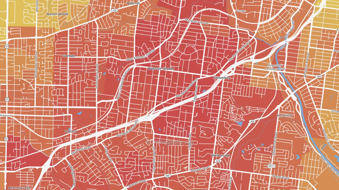 Webster Groves, MO Map of Vandalism Rates