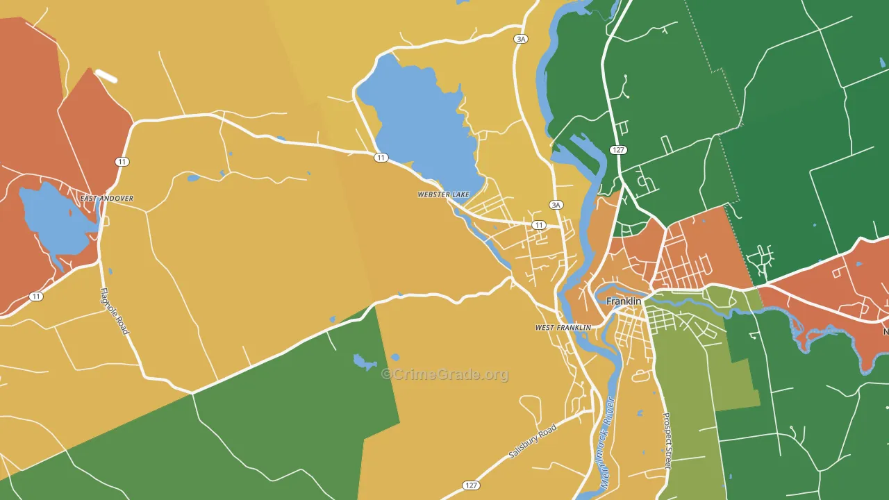Webster Lake, NH Map of Vandalism Rates