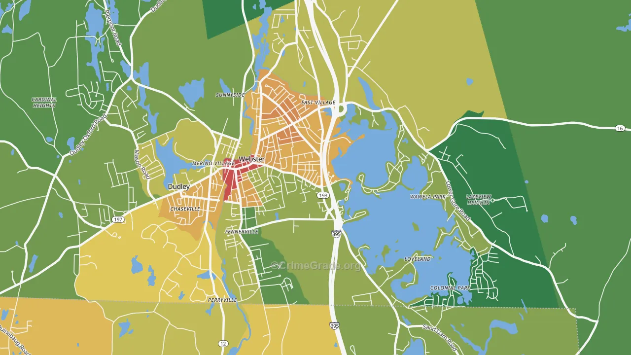 Webster, MA Map of Vandalism Rates