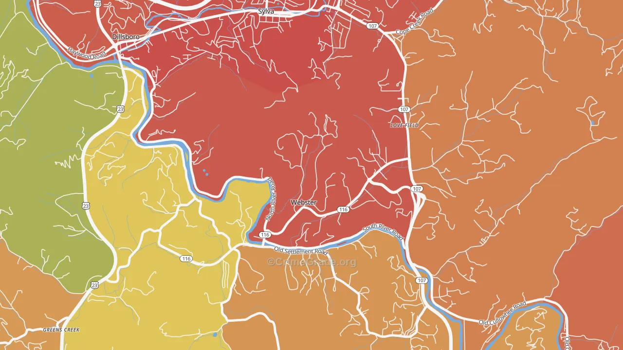 Webster, NC Map of Vandalism Rates
