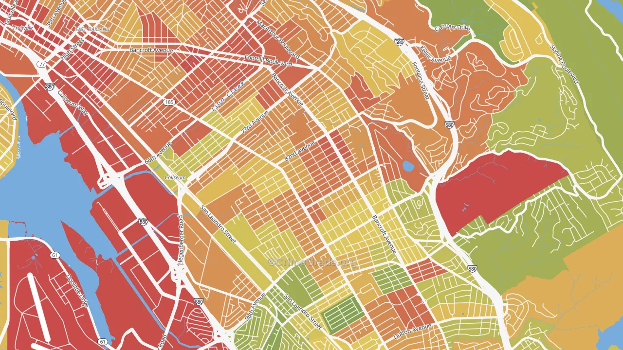 Webster, Oakland, CA Map of Vandalism Rates