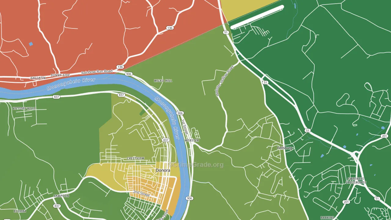 Webster, PA Map of Vandalism Rates