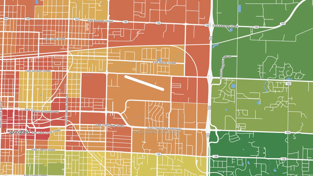 Webster Park-Shady Dell, Springfield, MO Map of Vandalism Rates