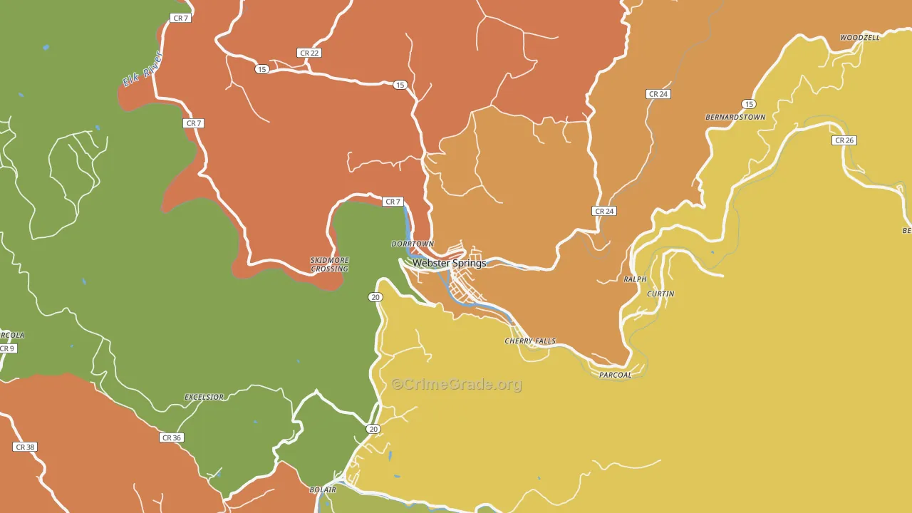 Webster Springs, WV Map of Vandalism Rates