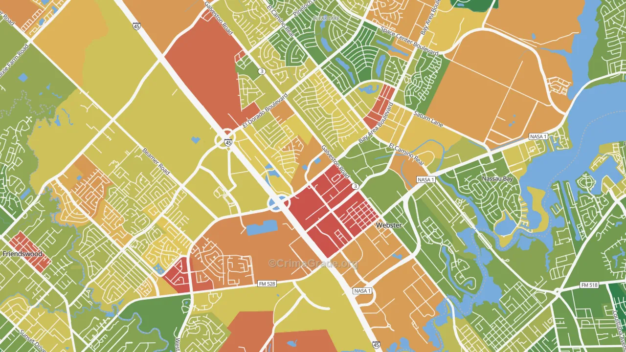 Webster, TX Map of Vandalism Rates