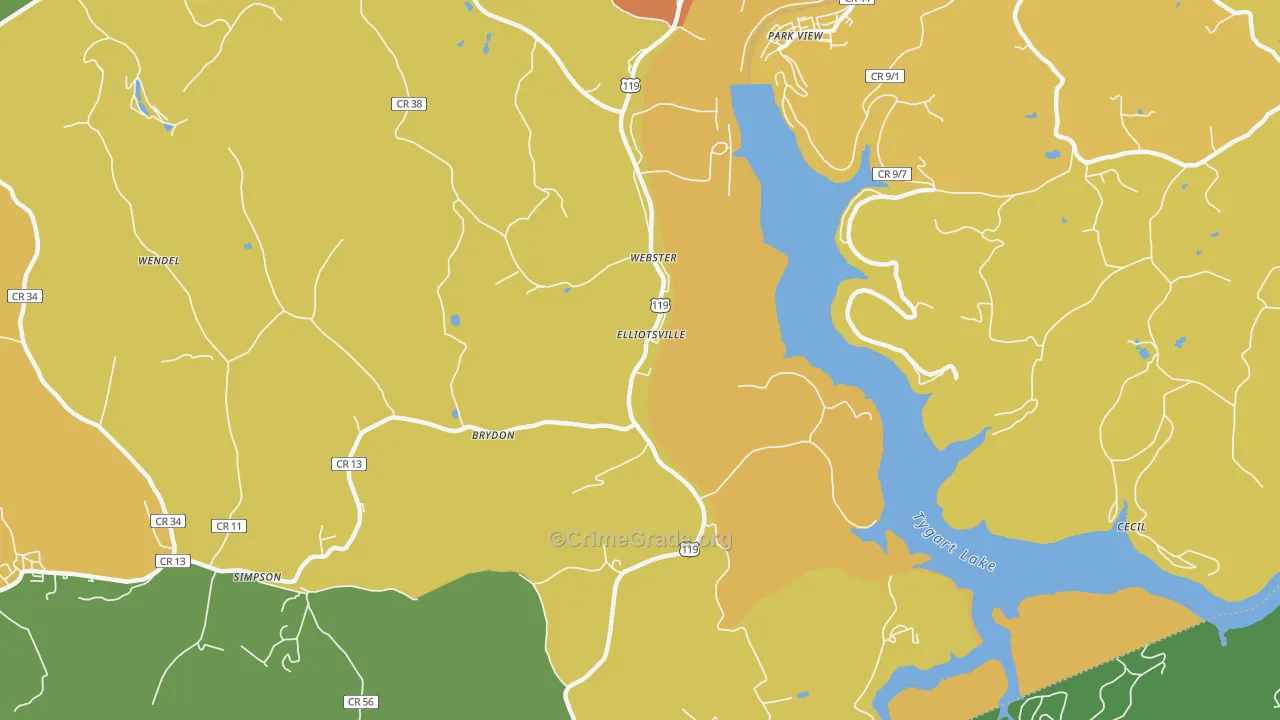 Webster, WV Map of Vandalism Rates