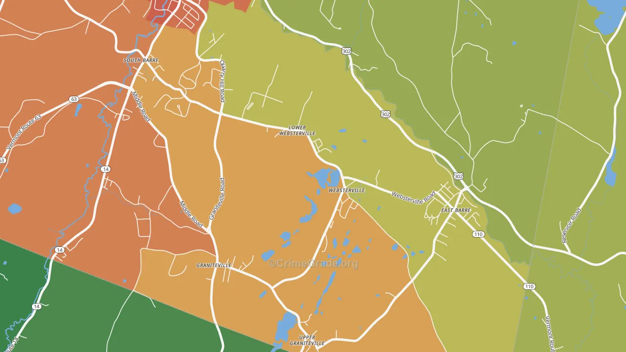 Websterville, VT Map of Vandalism Rates
