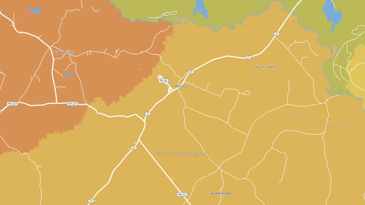 Weches, TX Map of Vandalism Rates
