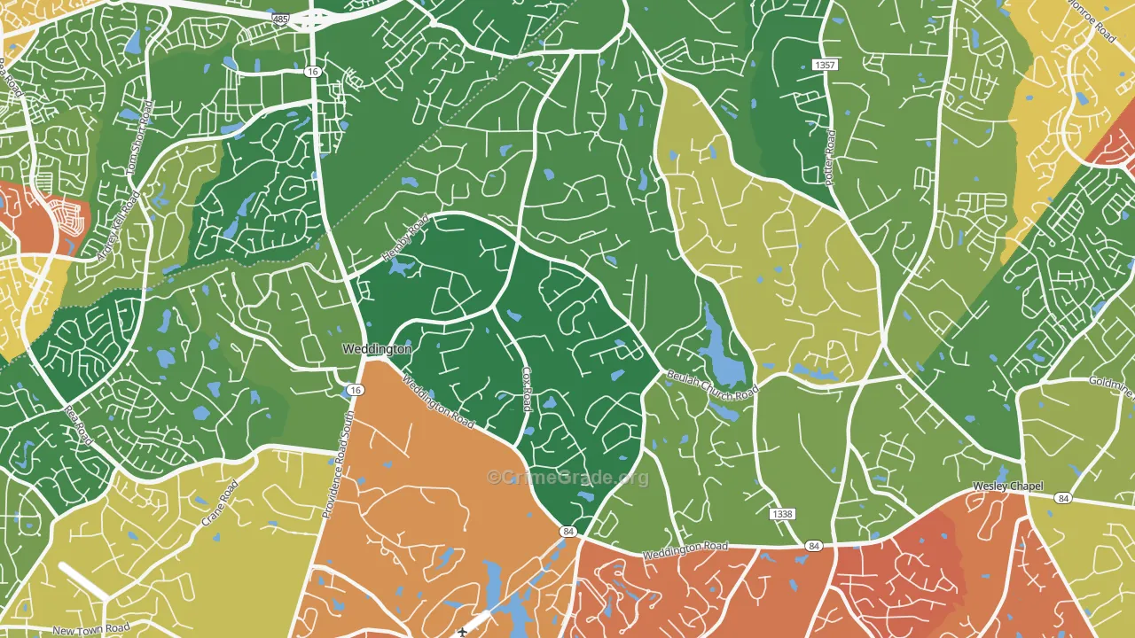 Weddington, NC Map of Vandalism Rates