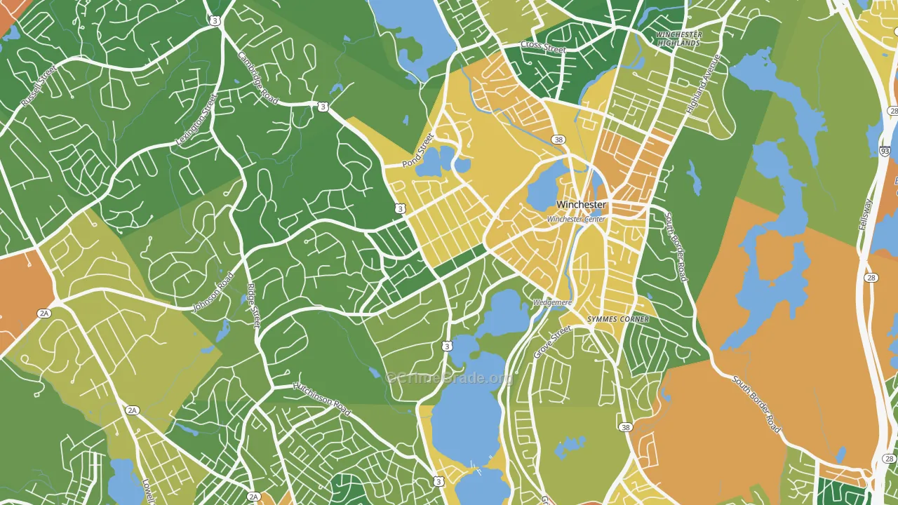 Wedgemere Historic District, Winchester, MA Map of Vandalism Rates