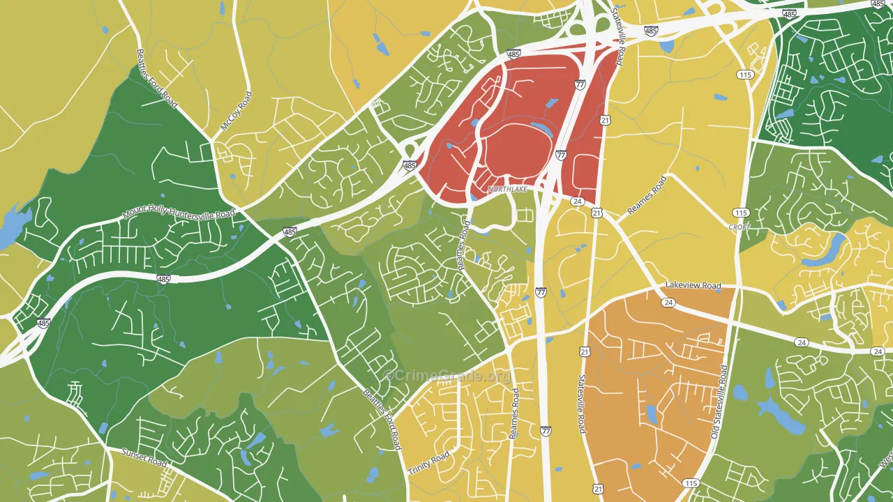 Wedgewood, Charlotte, NC Map of Vandalism Rates