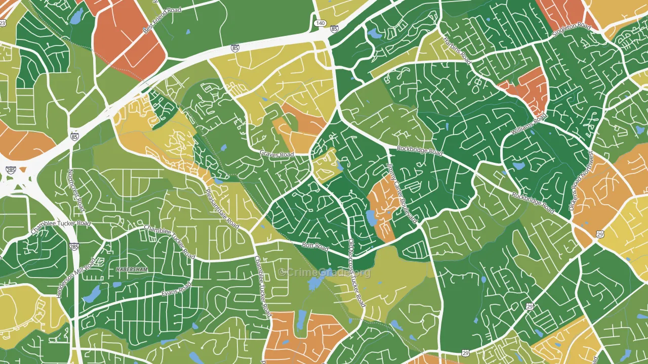 Wedgewood, Tucker, GA Map of Vandalism Rates