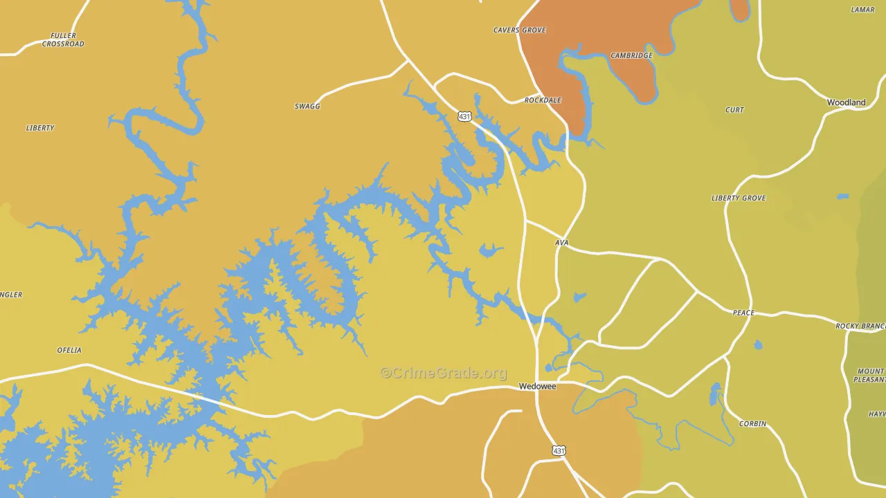Wedowee, AL Map of Vandalism Rates