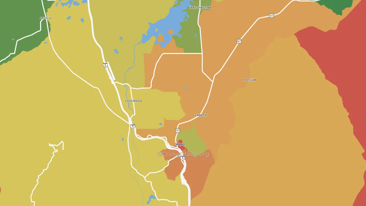 Weed, CA Map of Vandalism Rates