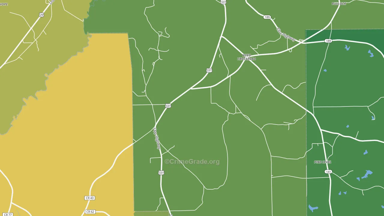 Weed Crossroad, AL Map of Vandalism Rates