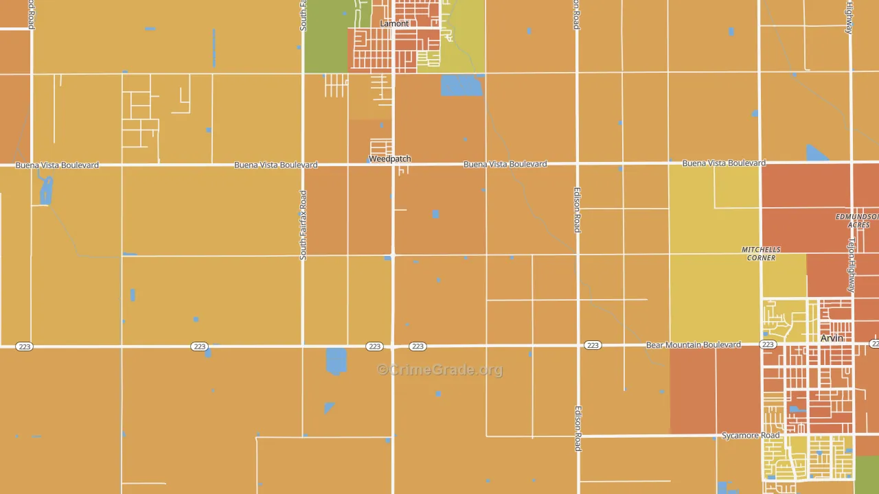 Weedpatch, CA Map of Vandalism Rates