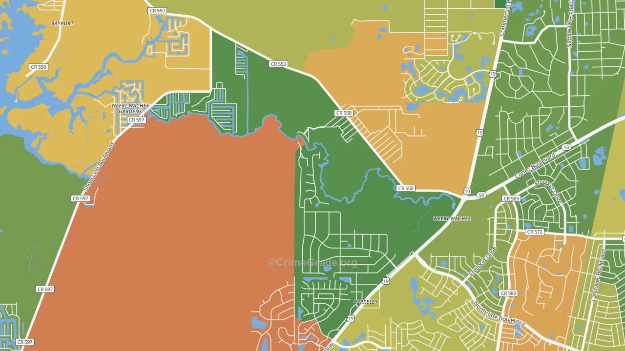 Weeki Wachee, FL Map of Vandalism Rates