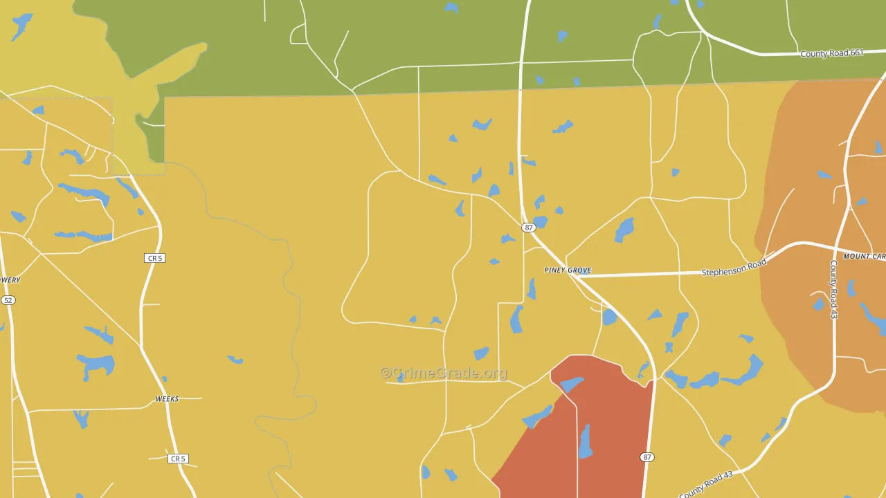 Weeks, AL Map of Vandalism Rates