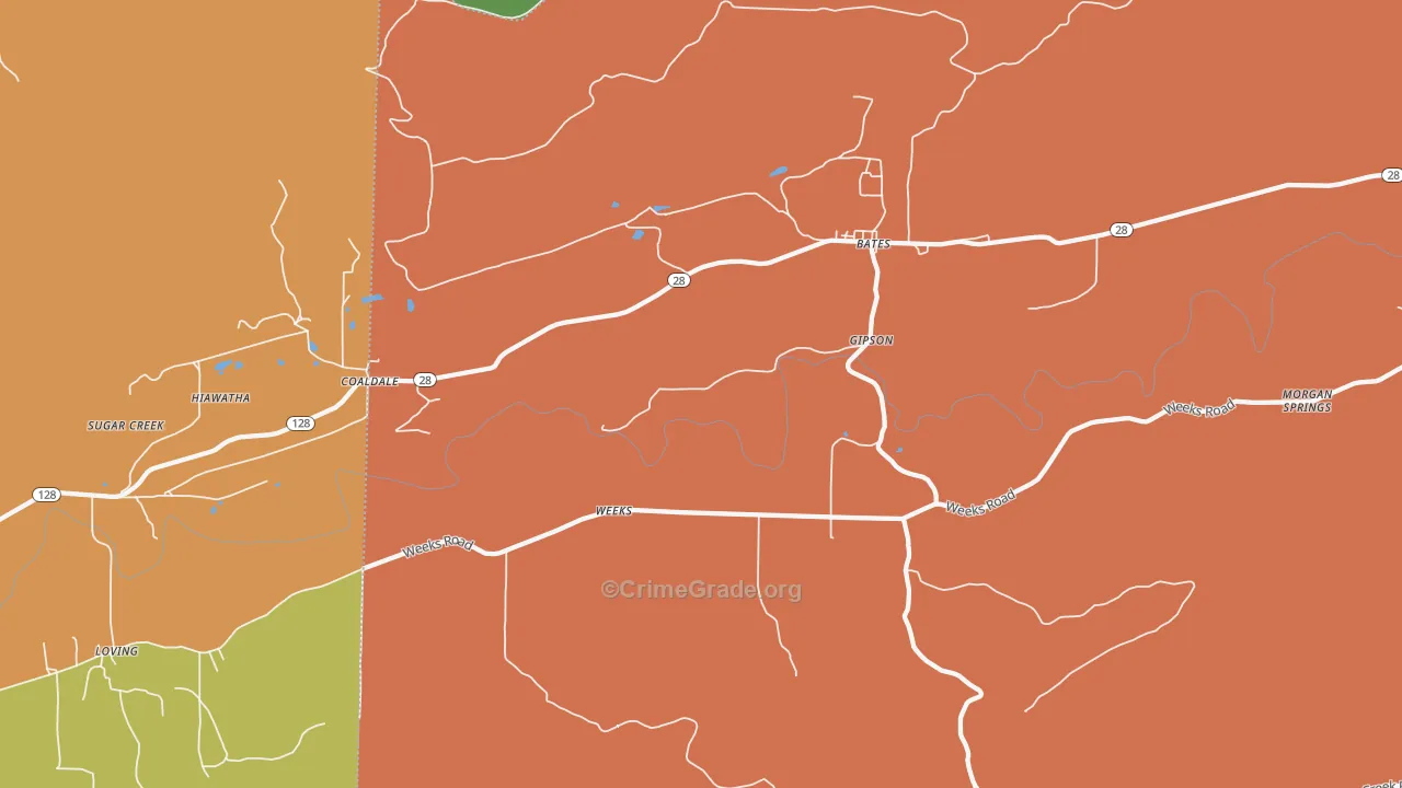 Weeks, AR Map of Vandalism Rates