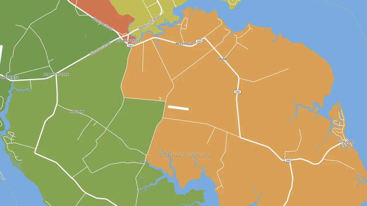 Weeksville, NC Map of Vandalism Rates