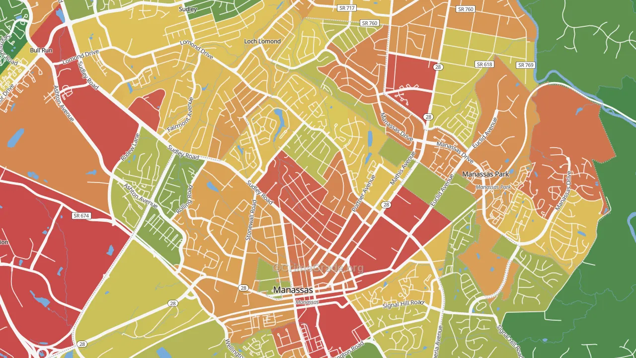 Weems, Manassas, VA Map of Vandalism Rates