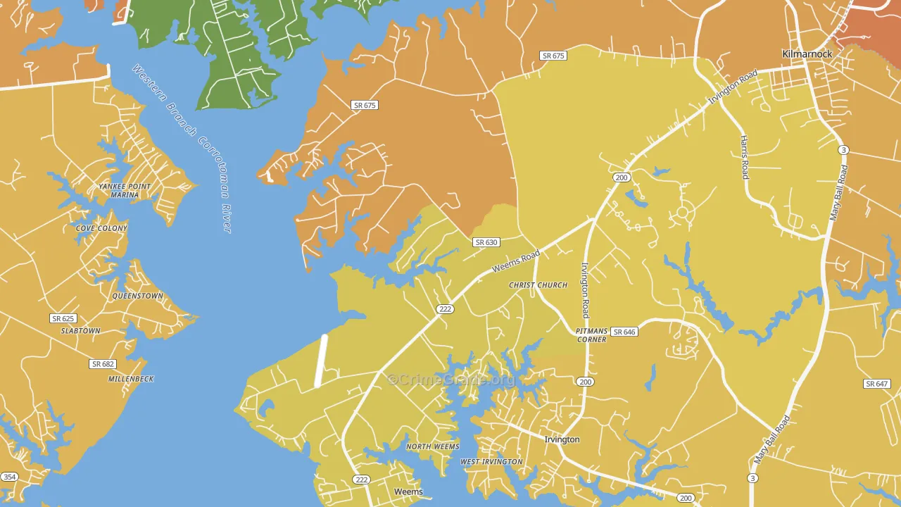 Weems, VA Map of Vandalism Rates