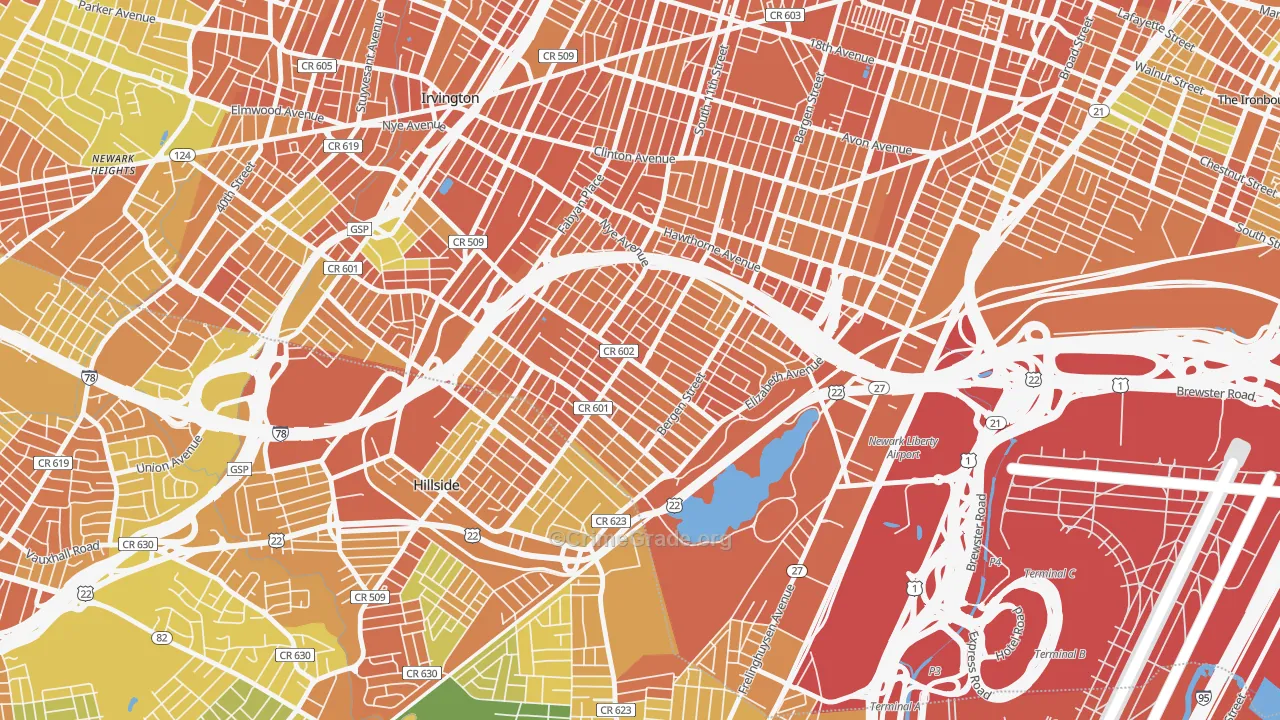 Weequahic, Newark, NJ Map of Vandalism Rates