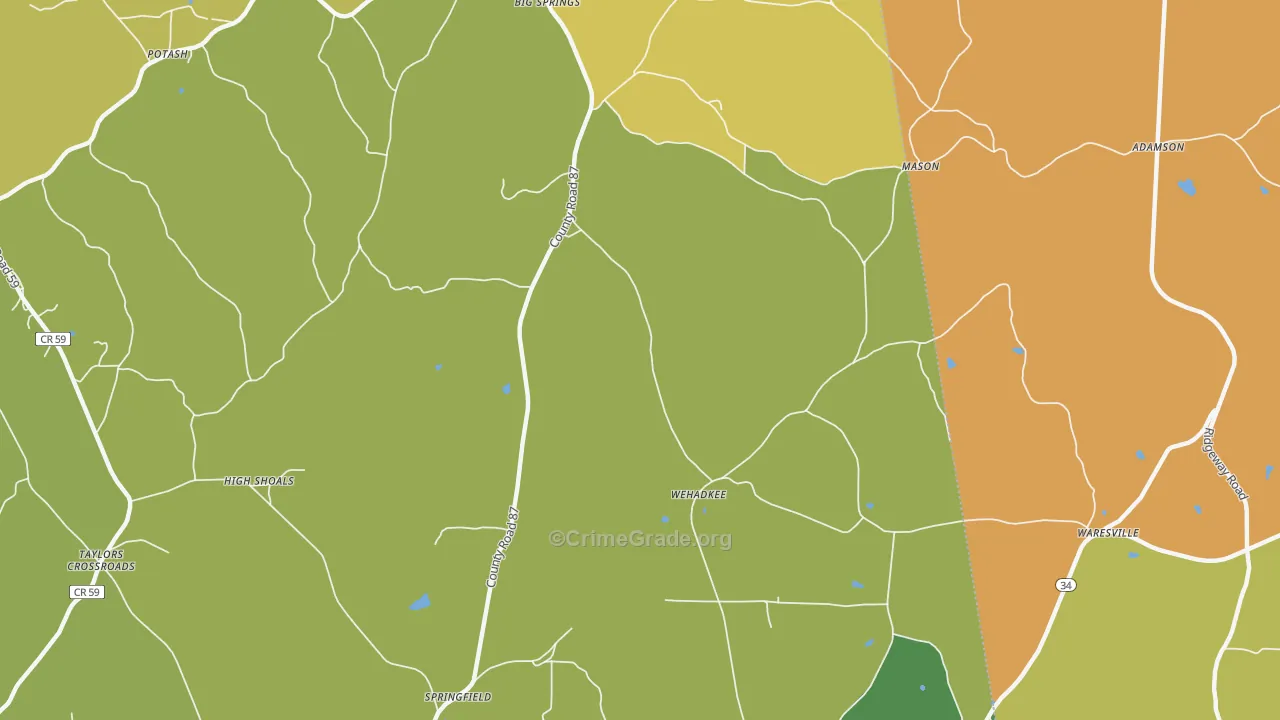 Wehadkee, AL Map of Vandalism Rates