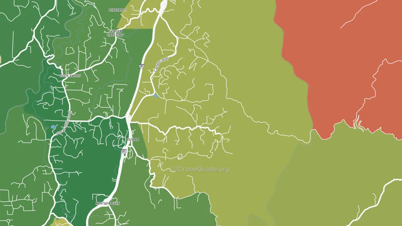 Weimar, CA Map of Vandalism Rates