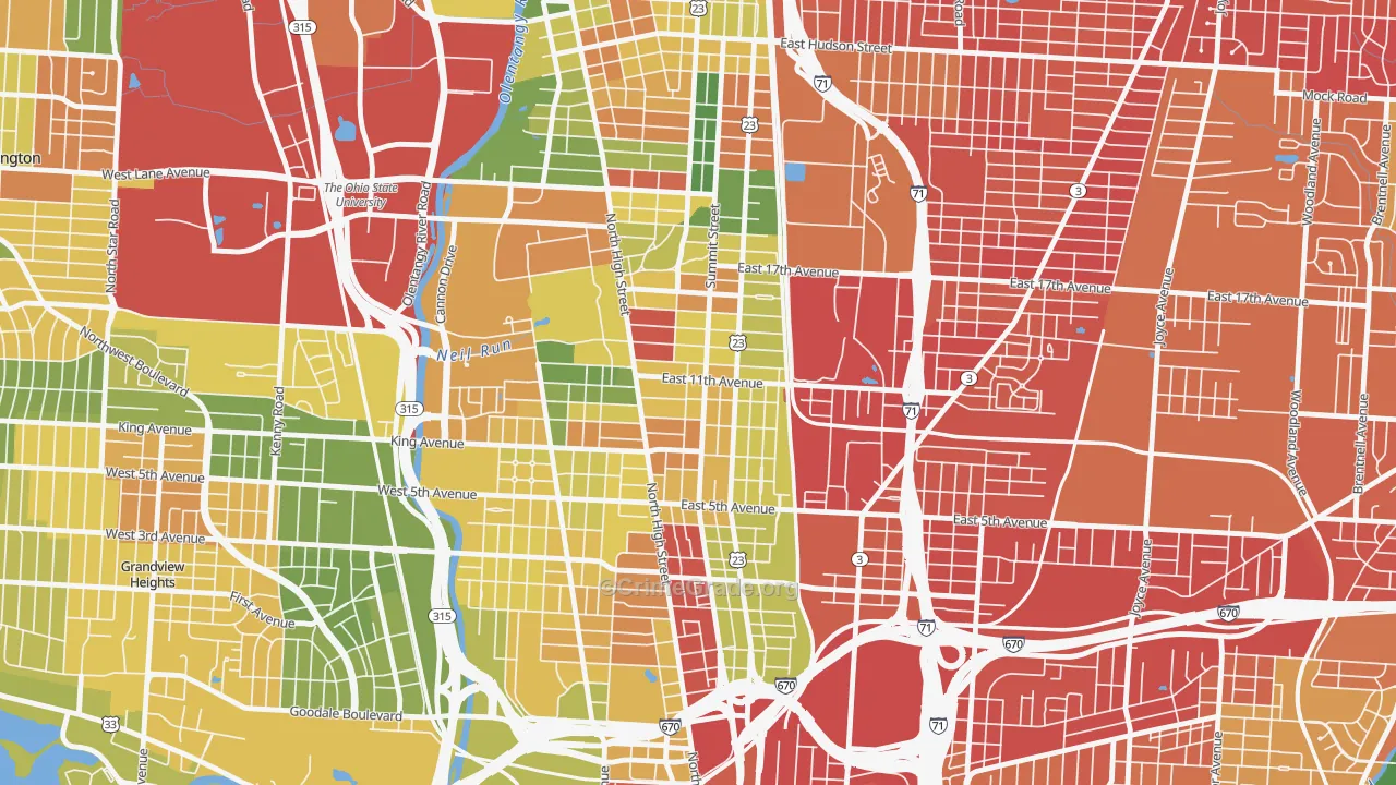 Weinland Park, Columbus, OH Map of Vandalism Rates