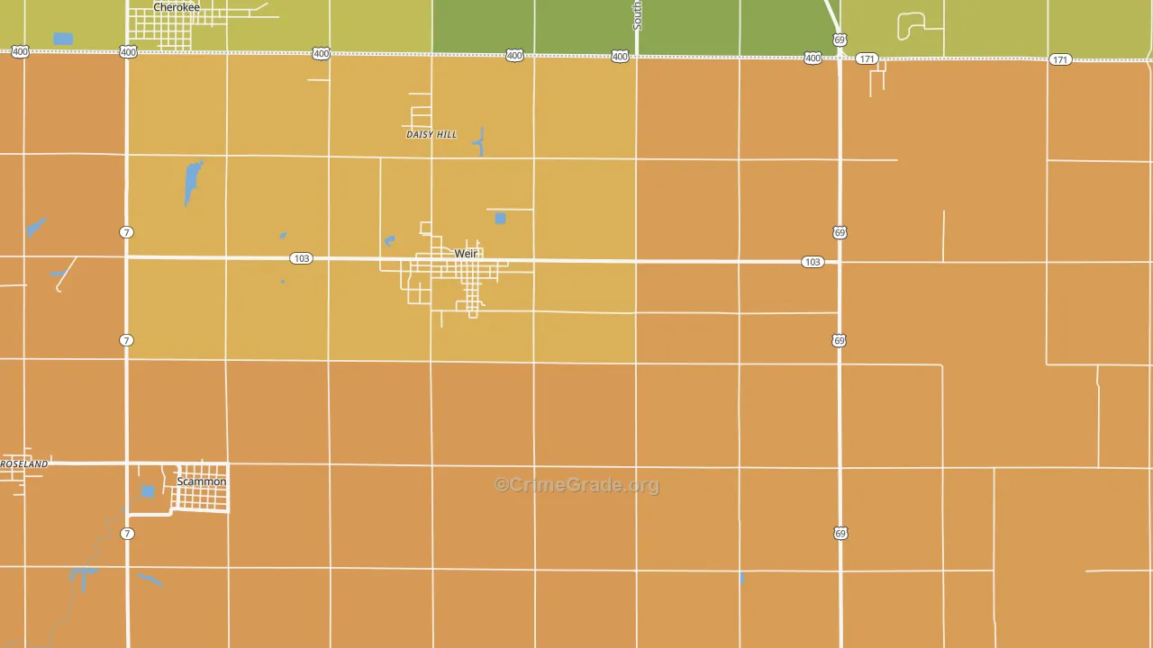 Weir, KS Map of Vandalism Rates