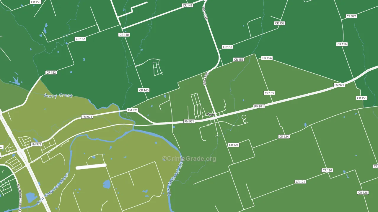 Weir, TX Map of Vandalism Rates