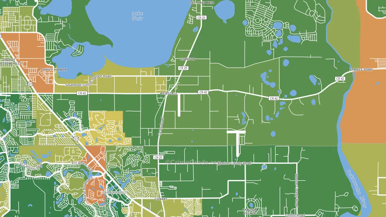 Weirsdale, FL Map of Vandalism Rates
