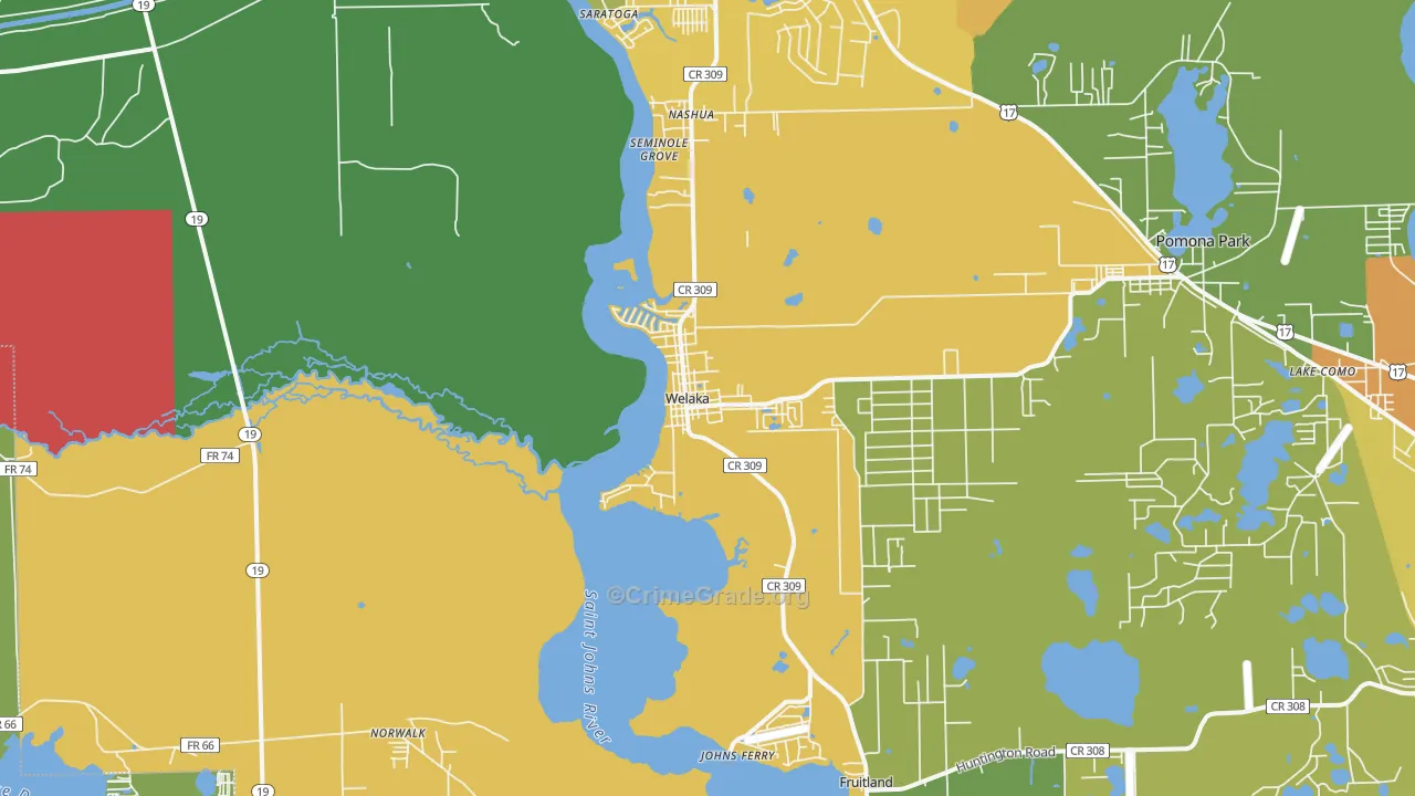 Welaka, FL Map of Vandalism Rates