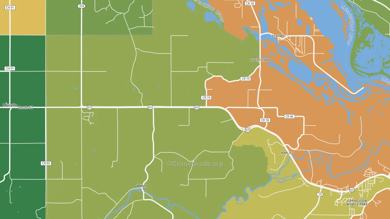 Welch, MN Map of Vandalism Rates