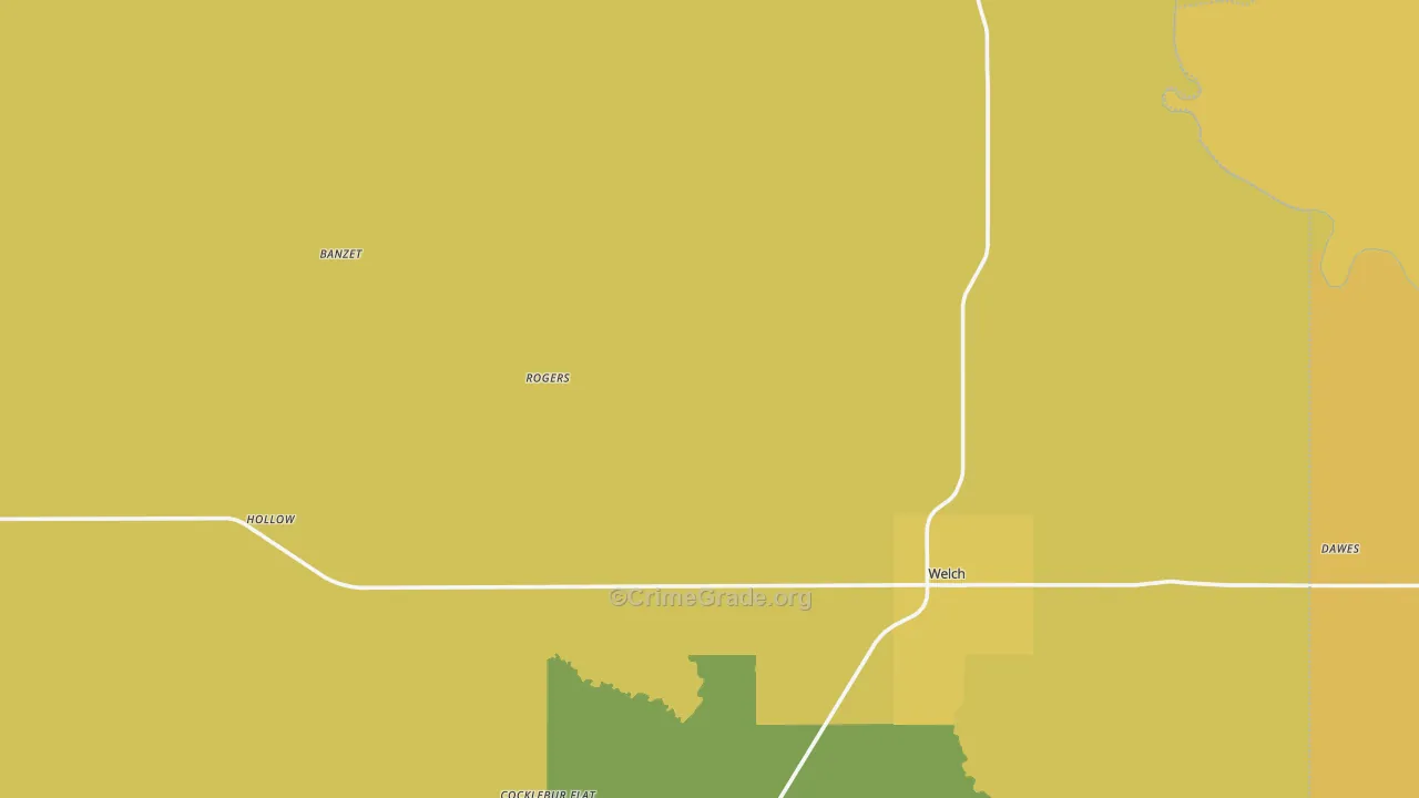 Welch, OK Map of Vandalism Rates