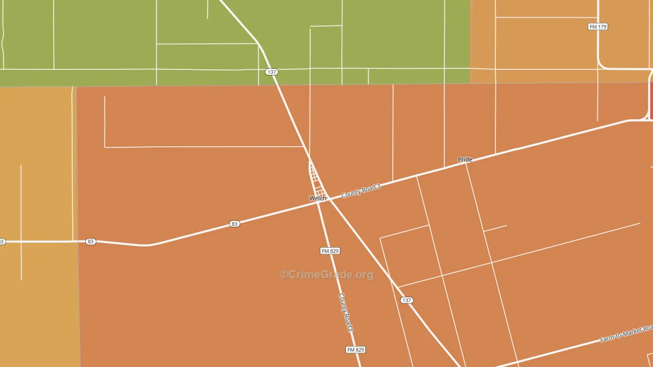 Welch, TX Map of Vandalism Rates